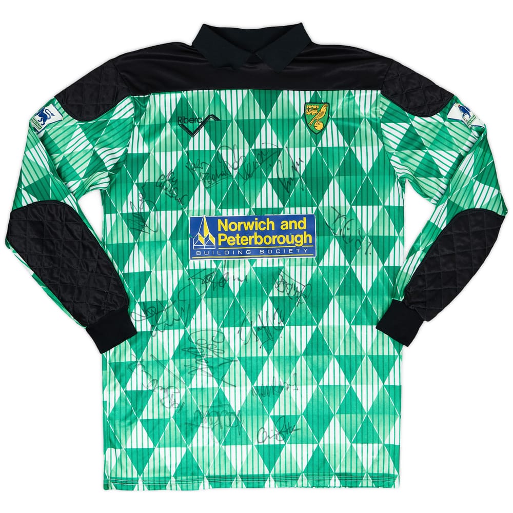 1993-94 Norwich Squad Signed GK Shirt Howie #1 - 5/10 - (XL)