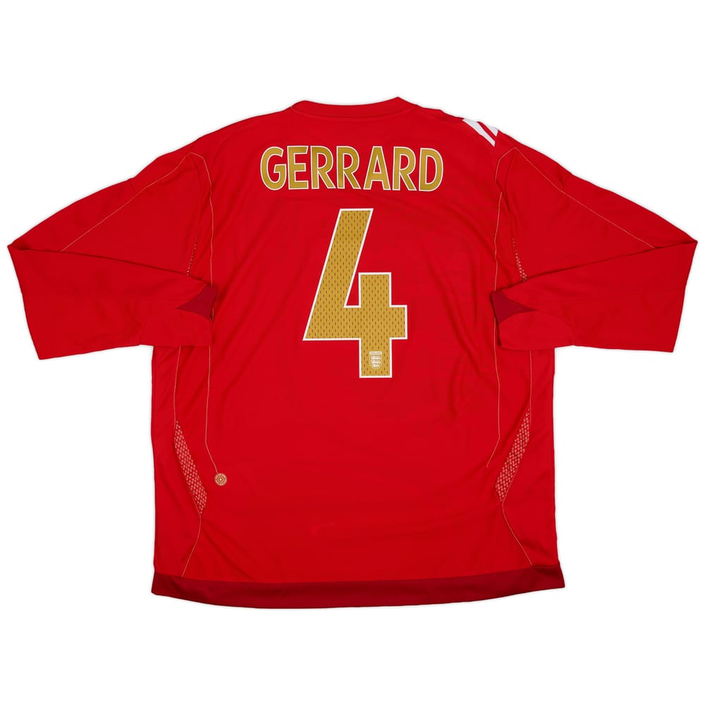 2006-08 England Away L/S Shirt Gerrard #4 - 8/10 - (XXL)