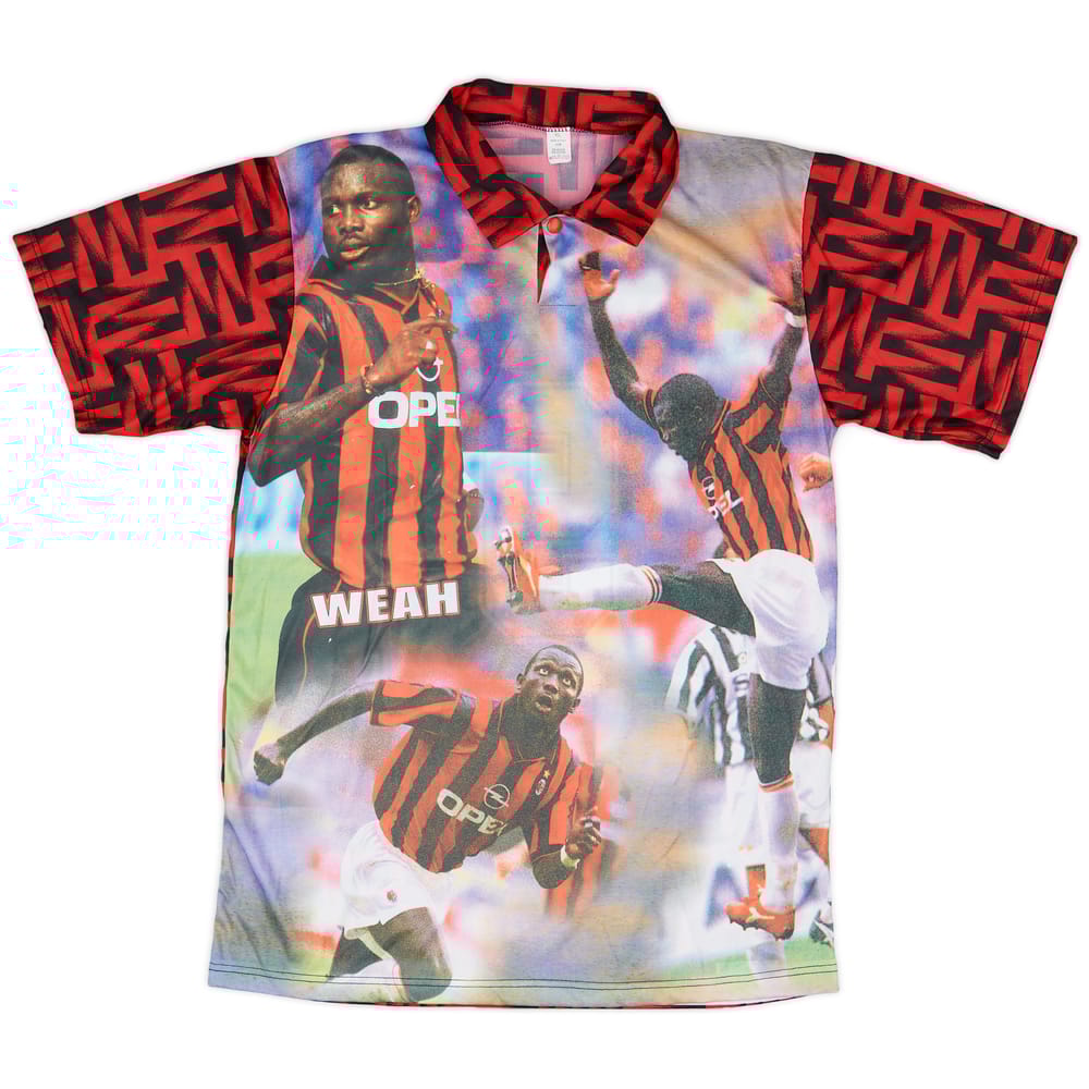 1998-99 AC Milan Graphic Shirt Weah #9 - 9/10 - (XL)
