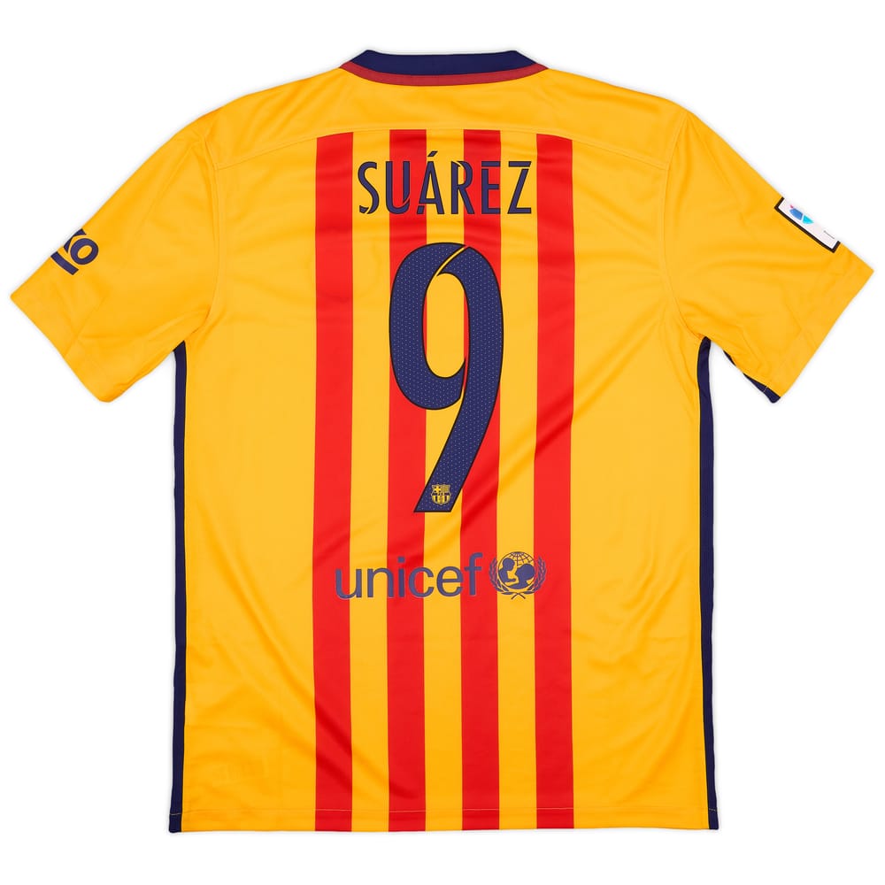 2015-16 Barcelona Away Shirt Suarez #9 (M)