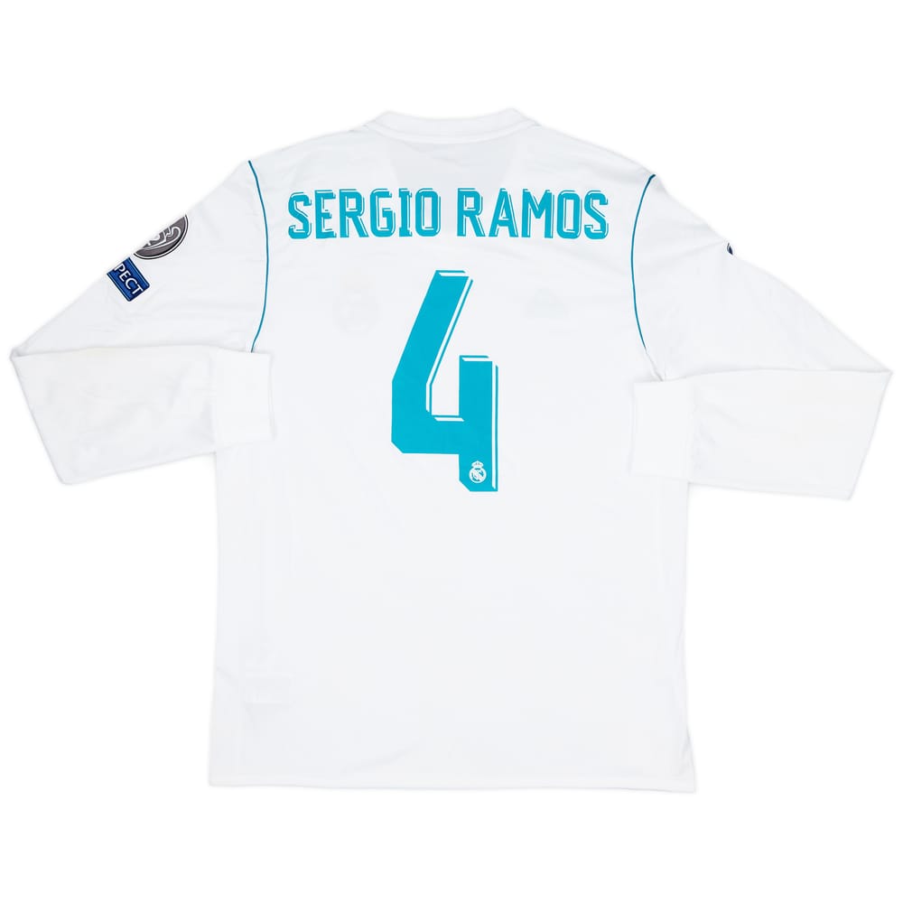 2017-18 Real Madrid Home 'Final Kyiv' L/S Shirt Sergio Ramos #4 - 9/10 - (L)