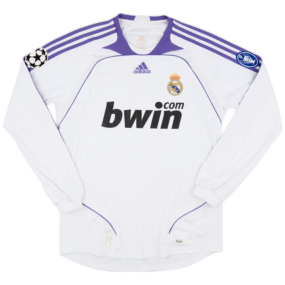 2007-08 Real Madrid Home L/S Shirt - 7/10 - (L)