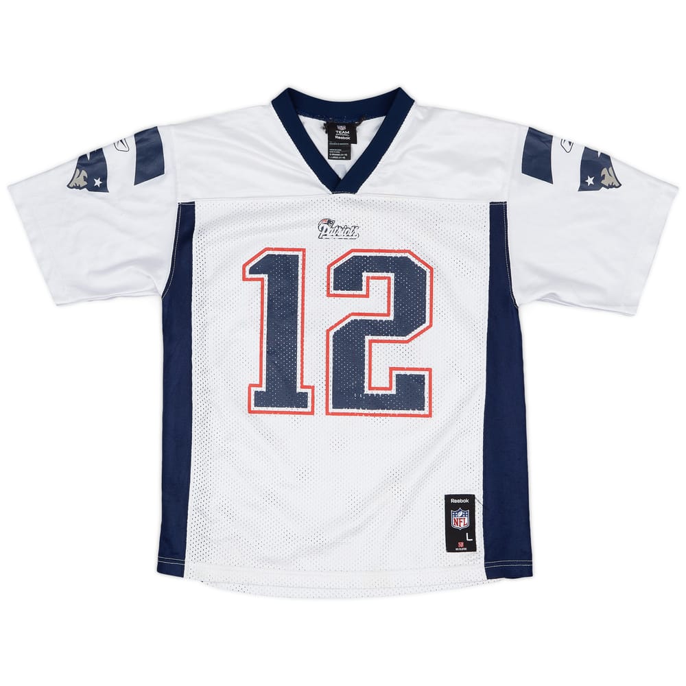 2008-11 New England Patriots Brady #12 Reebok Replica Away Jersey - 7/10 - (L.Boys)