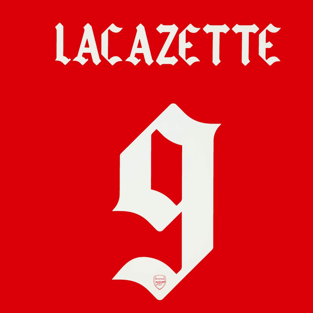 2020-21 Arsenal Home Lacazette #9 Name Set