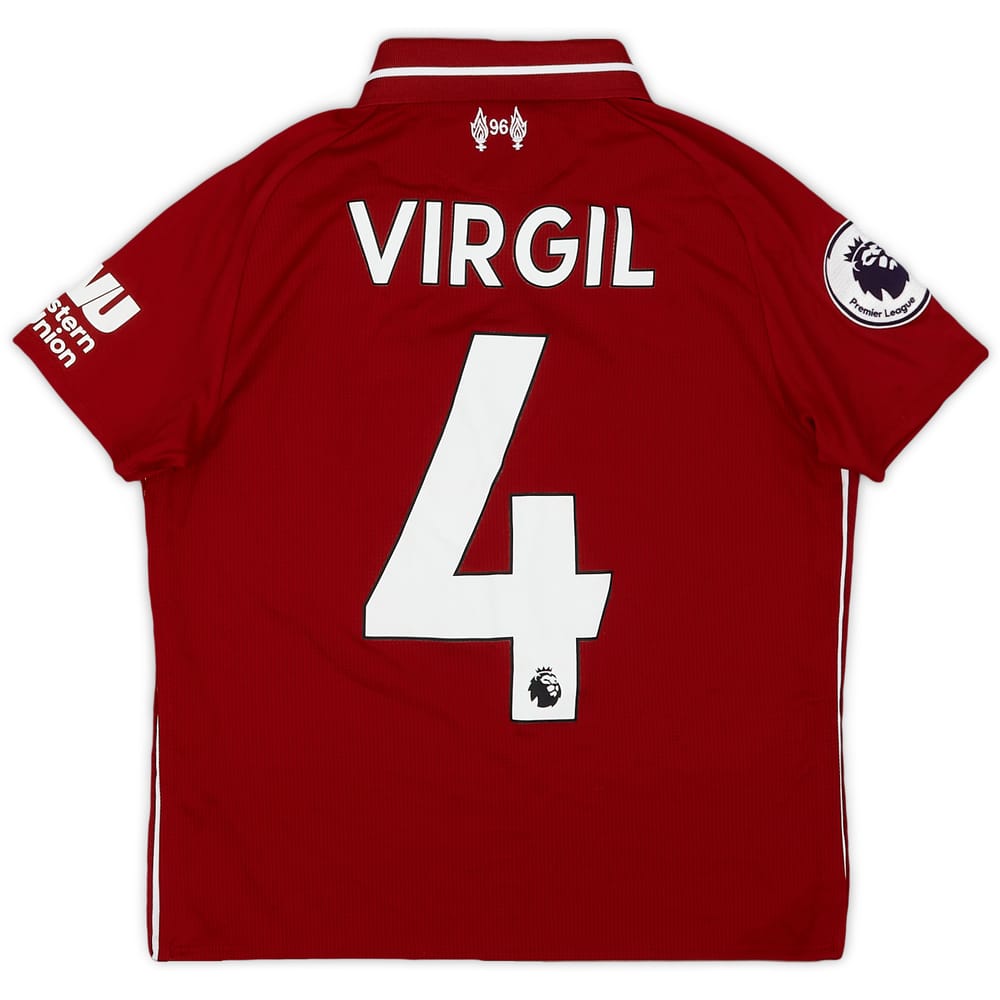 2018-19 Liverpool Home Shirt Virgil #4 - 6/10 - (S.Boys)