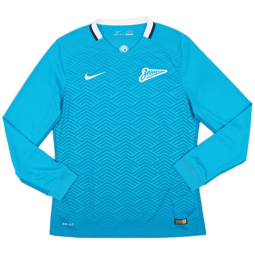 2015-16 Zenit St. Petersburg Authentic Home L/S Shirt - 9/10 - (L)