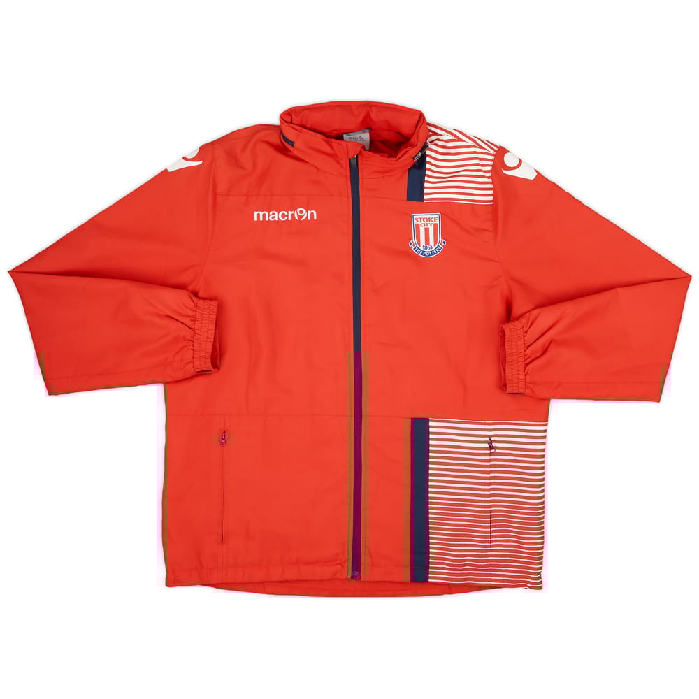2017-18 Stoke City Macron Hooded Rain Jacket - 9/10 - (L)