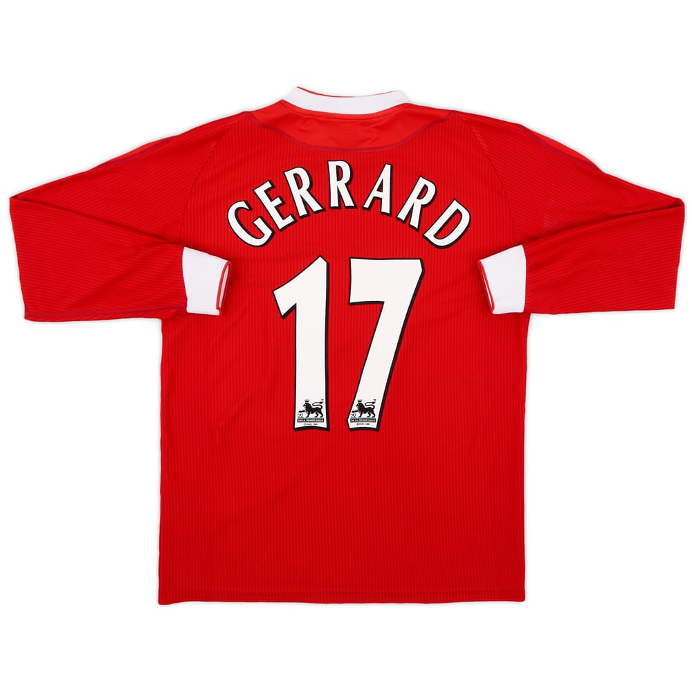 2002-04 Liverpool Home L/S Shirt Gerrard #17 - 9/10 - (M)