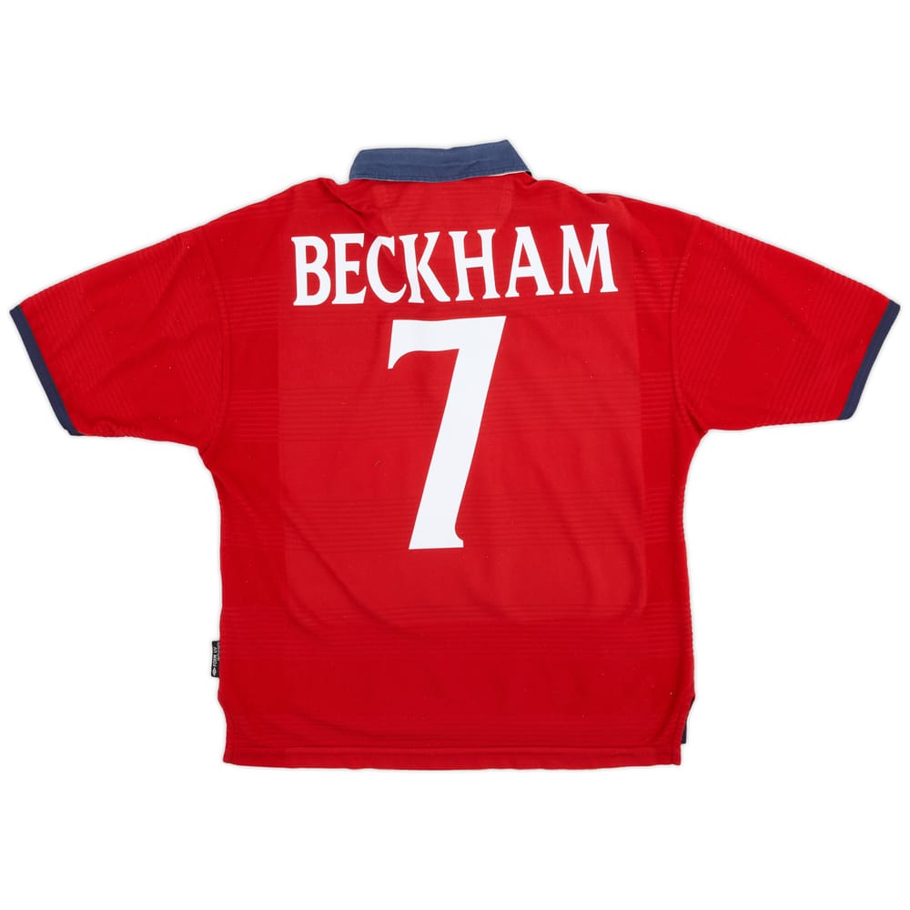1999-01 England Away Shirt Beckham #7 - 8/10 - (XL.Boys)