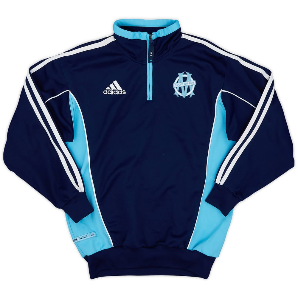 2000-01 Olympique Marseille adidas 1/4 Zip Sweat Top - 9/10 - (L.Boys)