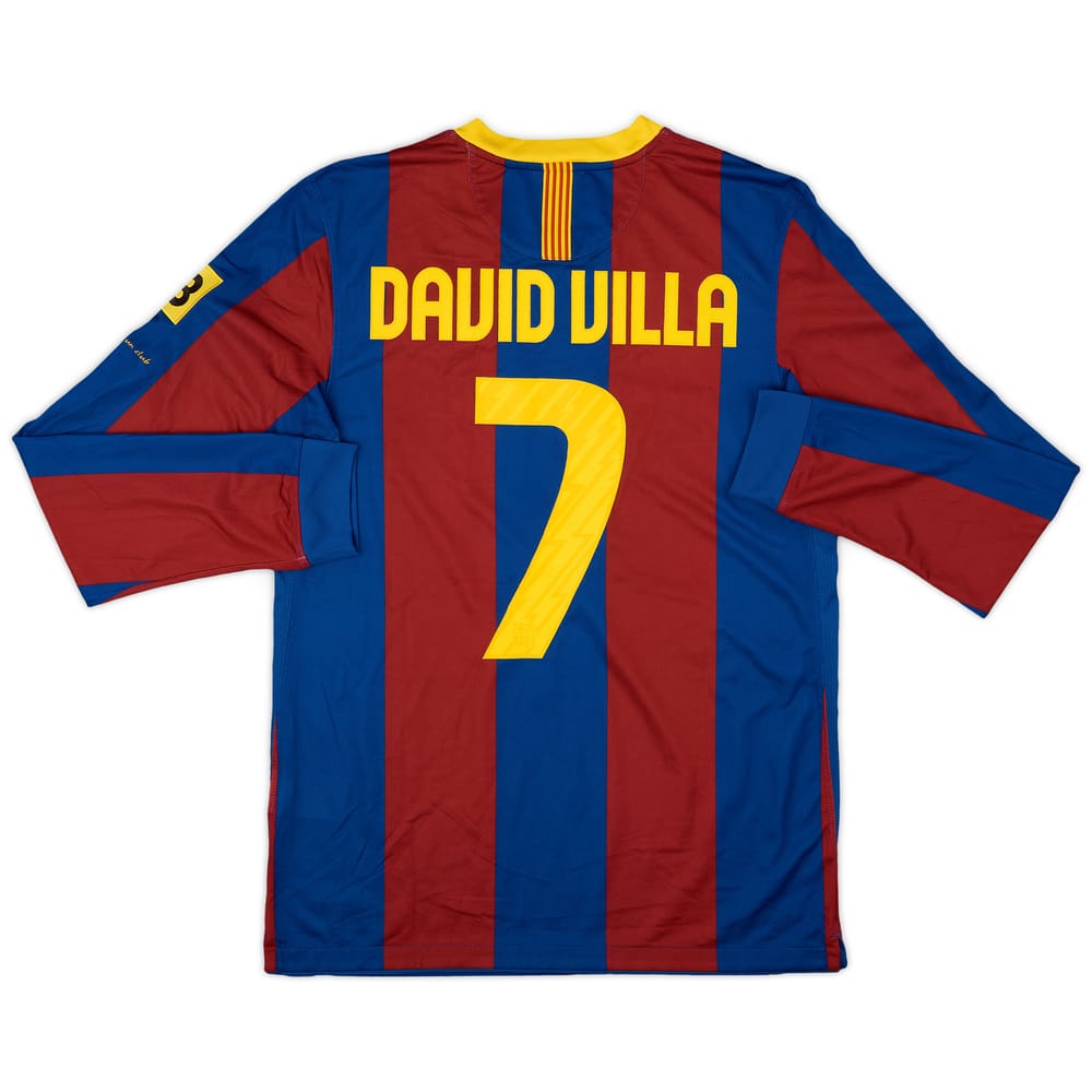 2010-11 Barcelona Home L/S Shirt David Villa #7 - 7/10 - (M)