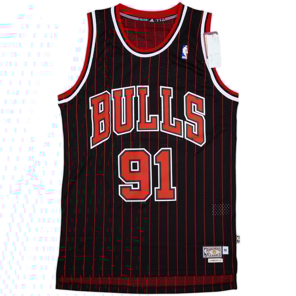 1995-96 Chicago Bulls Rodman #91 adidas Hardwood Classics Swingman Alternate Jersey (M)