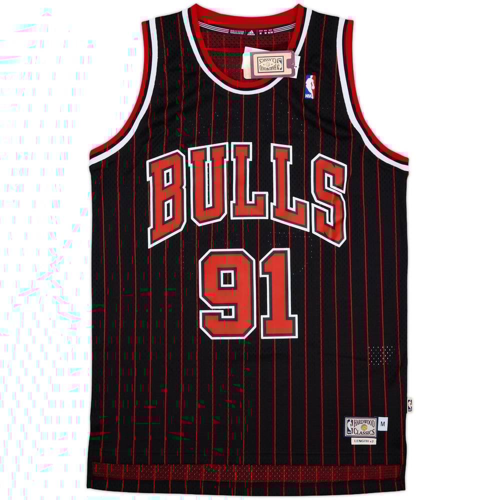 1995-96 Chicago Bulls Rodman #91 adidas Hardwood Classics Swingman Alternate Jersey (M)