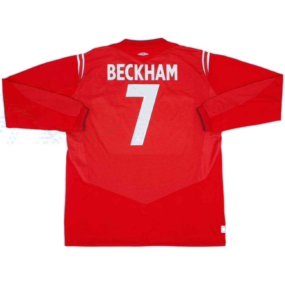2004-06 England Away L/S Shirt Beckham #7 - 7/10 - (XL)