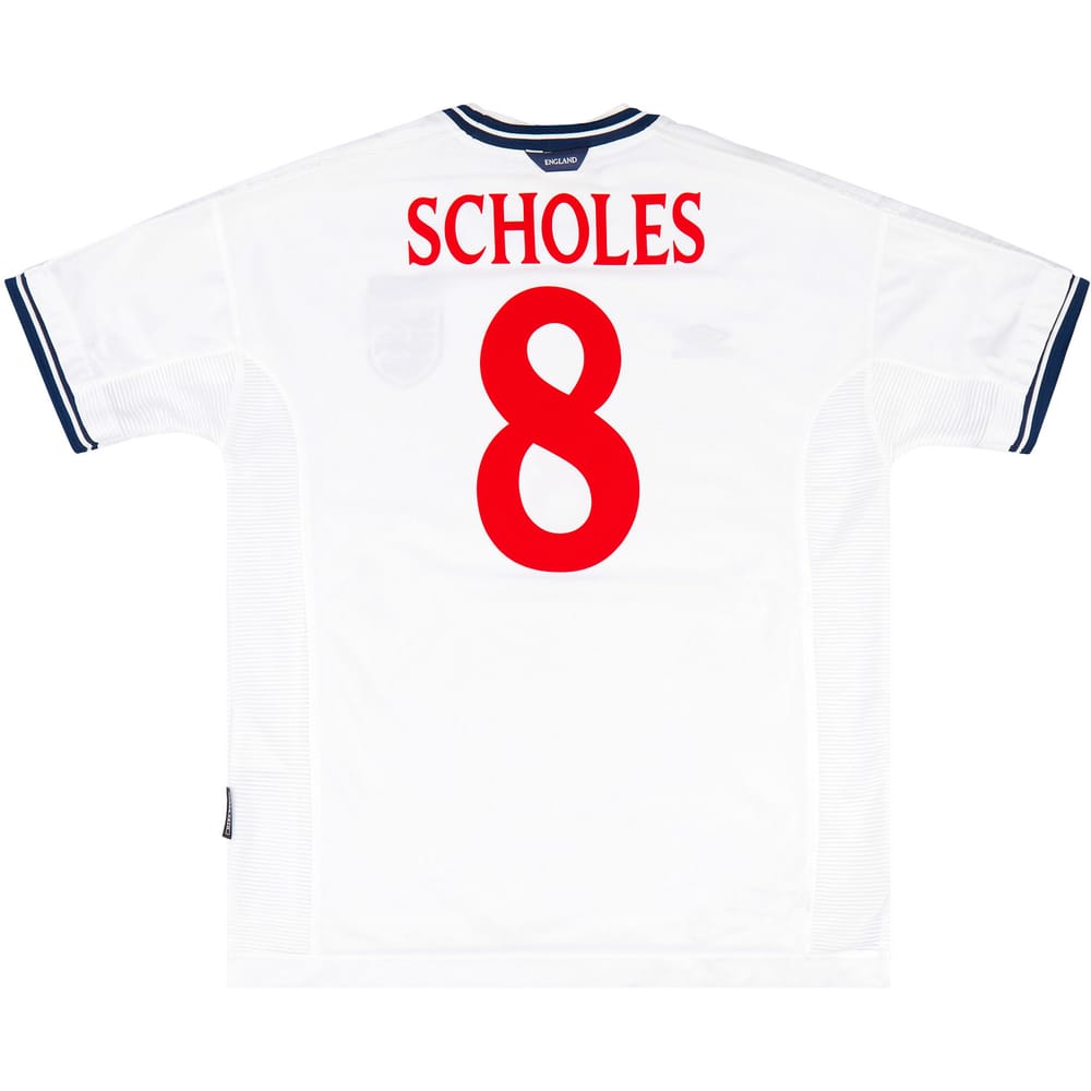 1999-01 England Home Shirt Scholes #8 - 9/10