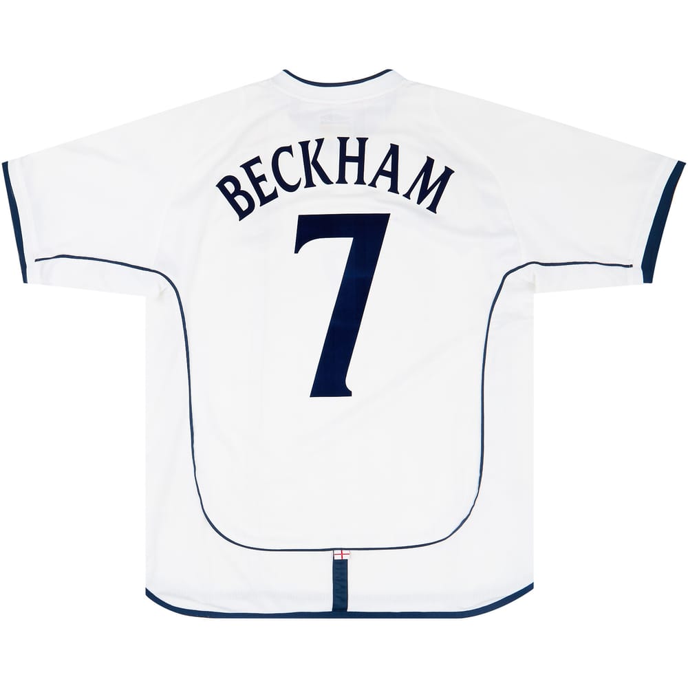2001-03 England Home Shirt Beckham #7 (Excellent - 8/10)