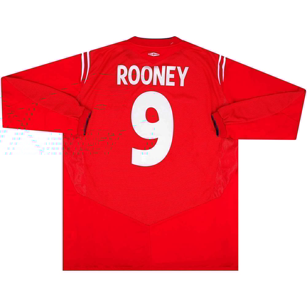2004-06 England Away L/S Shirt Rooney #9 - 8/10 - (XXL)