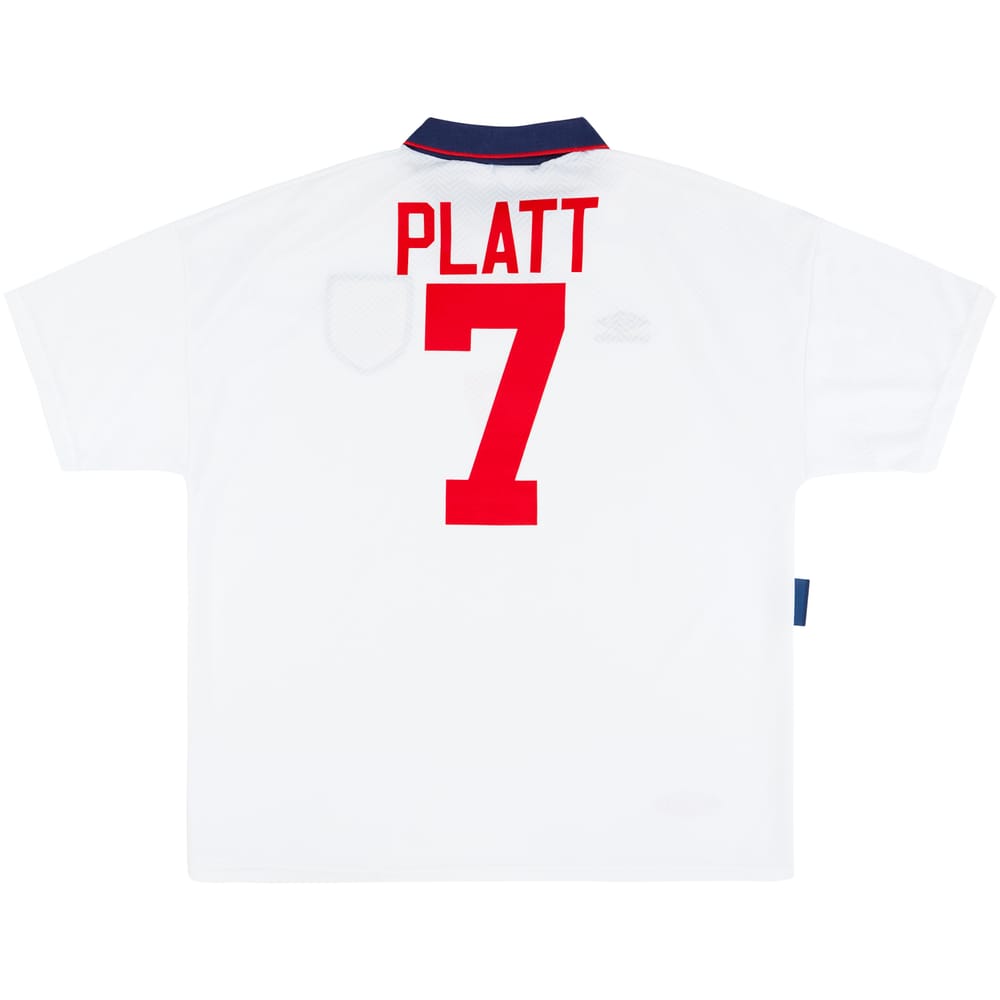 1993-95 England Home Shirt Platt #7 - 8/10 - (XL)