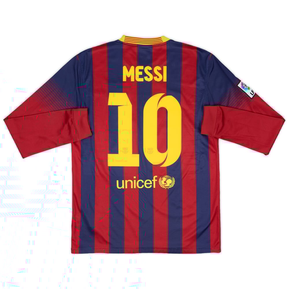 2013-14 Barcelona Home L/S Shirt Messi #10 - 8/10 - (M)