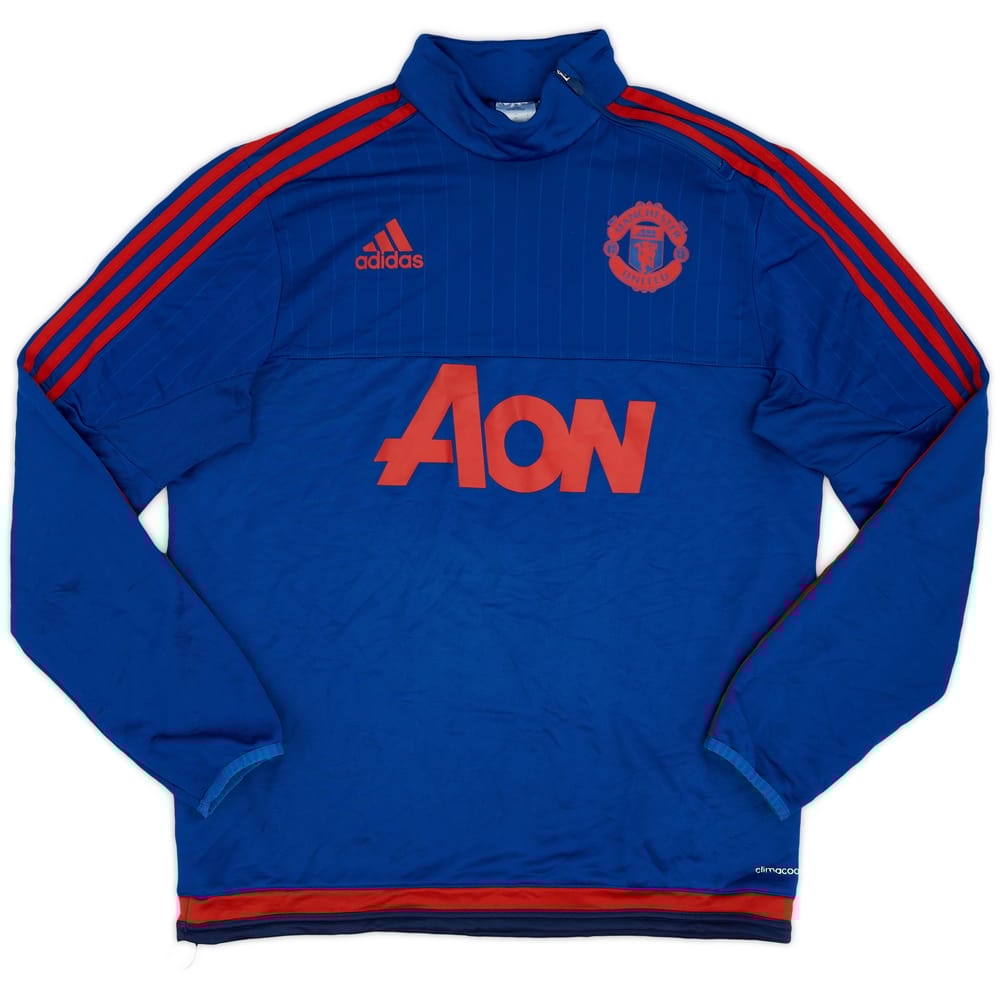 2015-16 Manchester United adidas 1/4 Zip Sweat Top - 9/10 - (M)