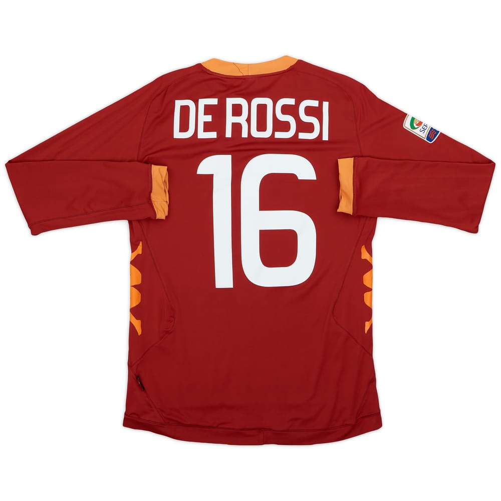 2011-12 Roma Home L/S Shirt De Rossi #16 - 8/10 - (L)