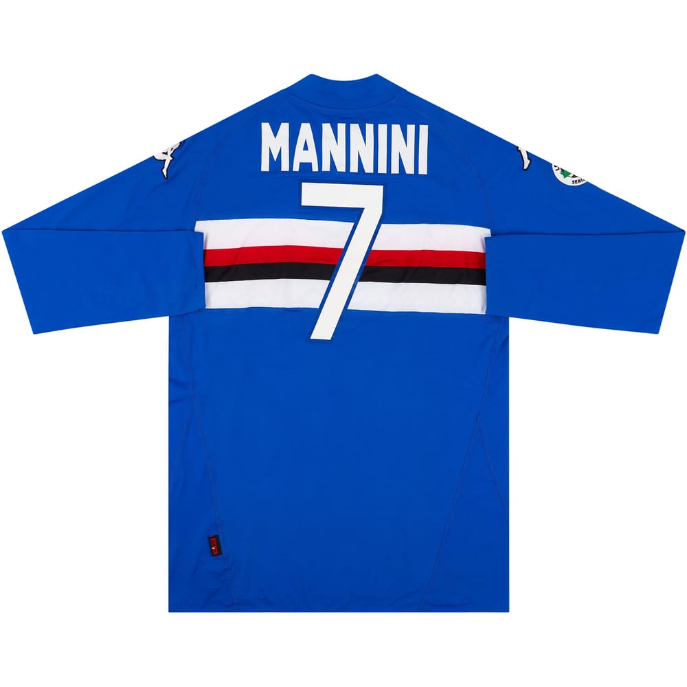 2009-10 Sampdoria Match Issue Home L/S Shirt Mannini #7