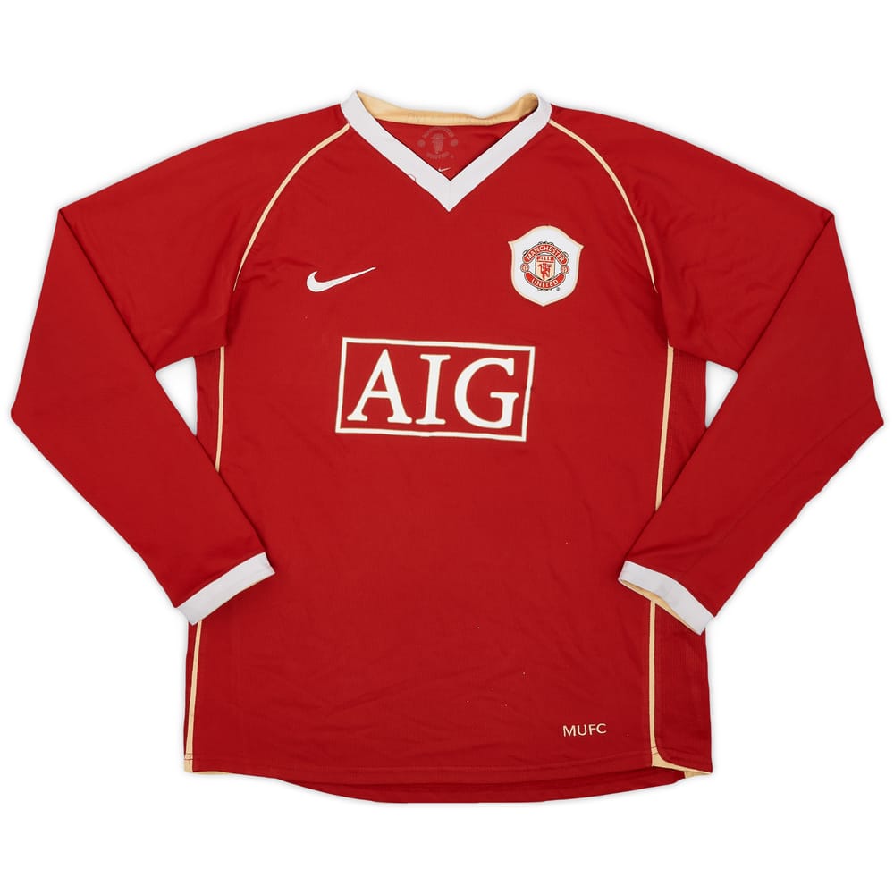 2006-07 Manchester United Home L/S Shirt - 6/10 - (XL.Boys)