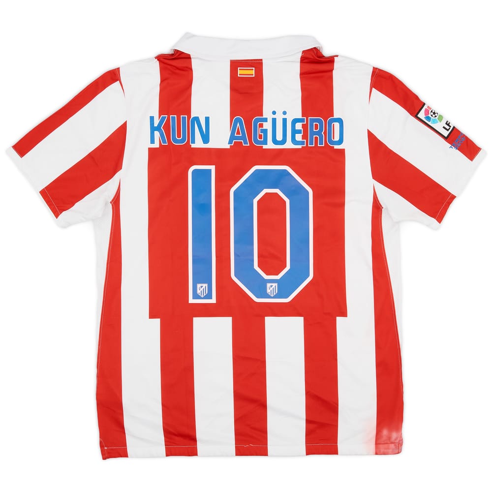 2010-11 Atletico Madrid Home Shirt Kun Aguero #10 - 6/10 - (L)