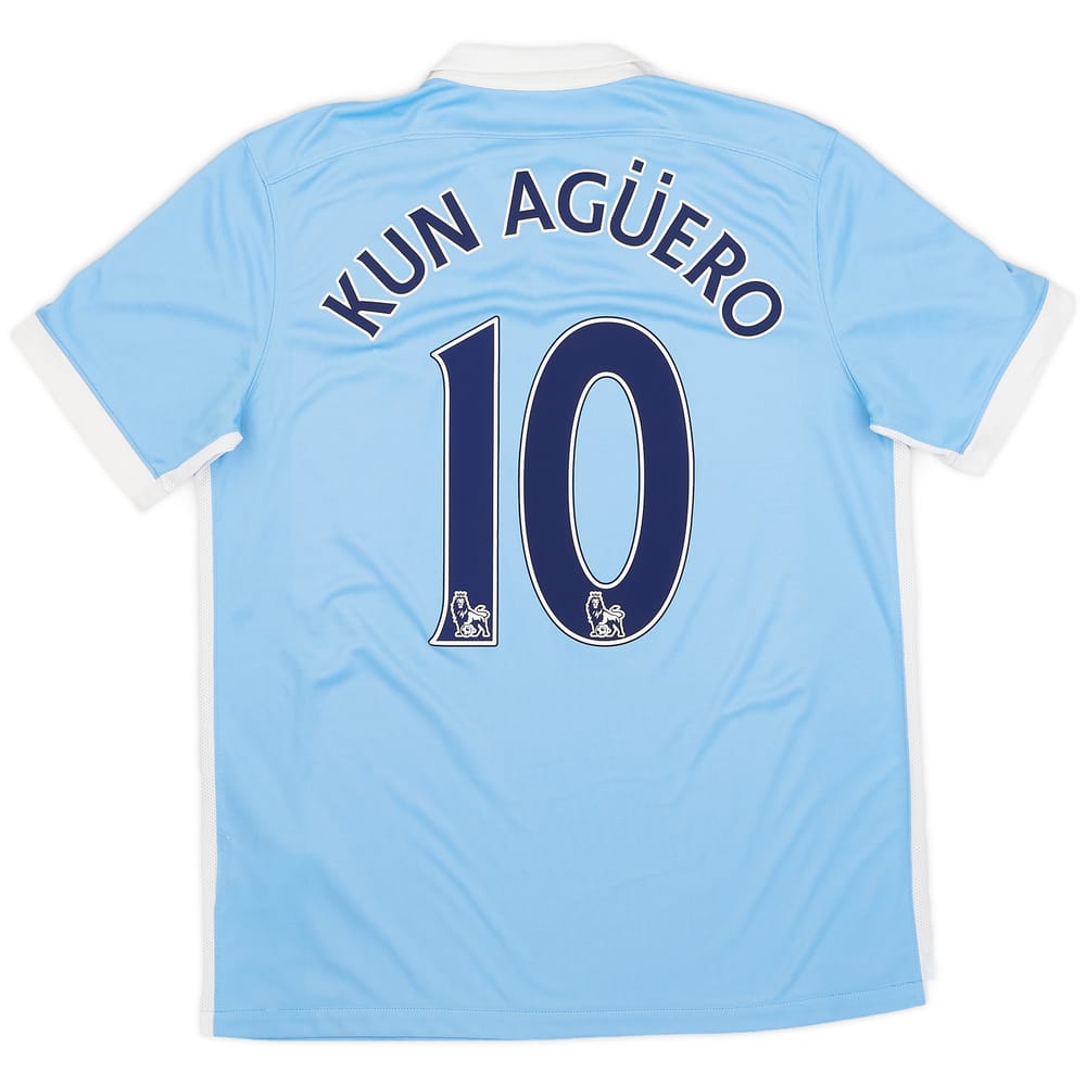 2015-16 Manchester City Home Shirt Kun Aguero #10 - 8/10 - (L)