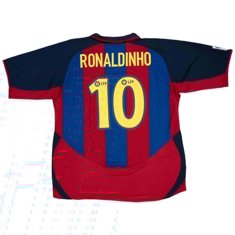 2003-04 Barcelona Home Shirt Ronaldinho #10 - 8/10 - (XL)