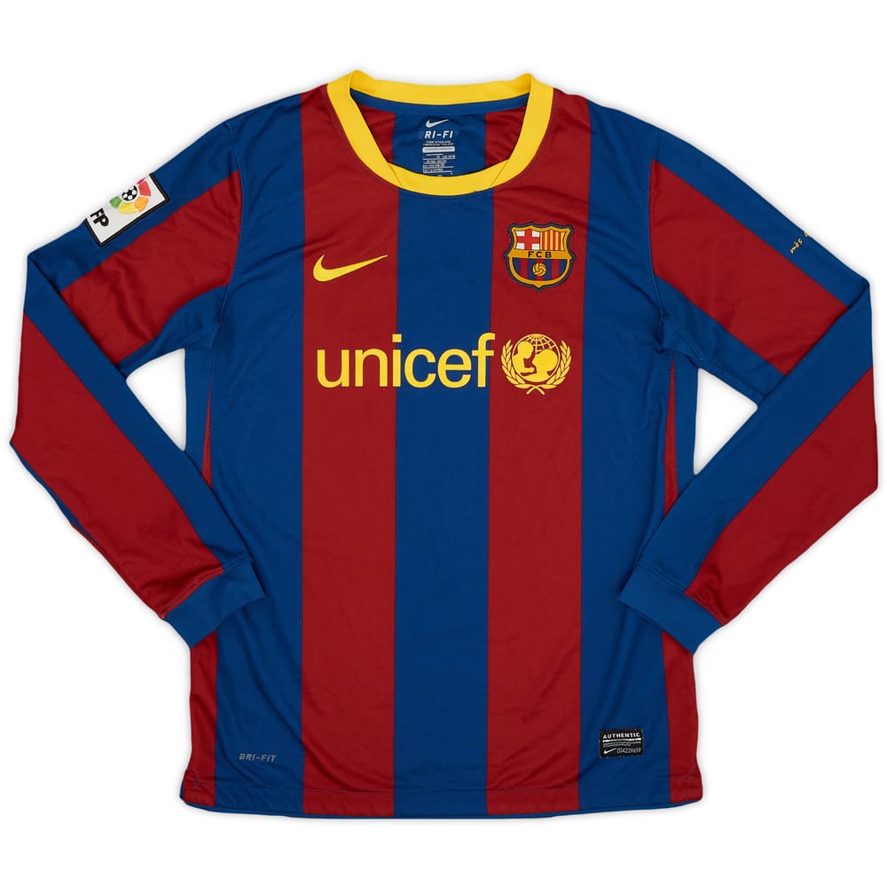 2010-11 Barcelona Home L/S Shirt - 8/10 - (L.Boys)