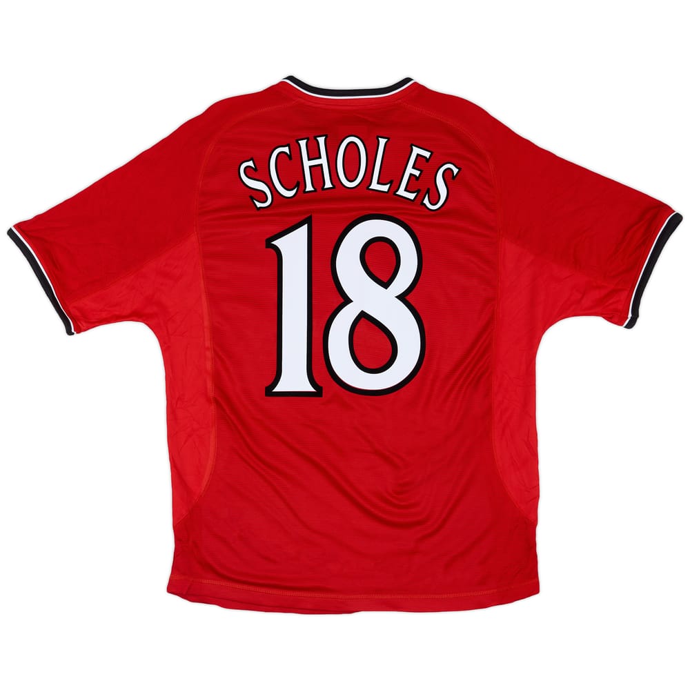 2000-02 Manchester United Home Shirt Scholes #18 - 8/10 - (M)
