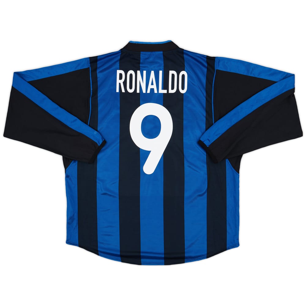 2000-01 Inter Milan Home L/S Shirt Ronaldo #9 - 6/10 - (XXL)