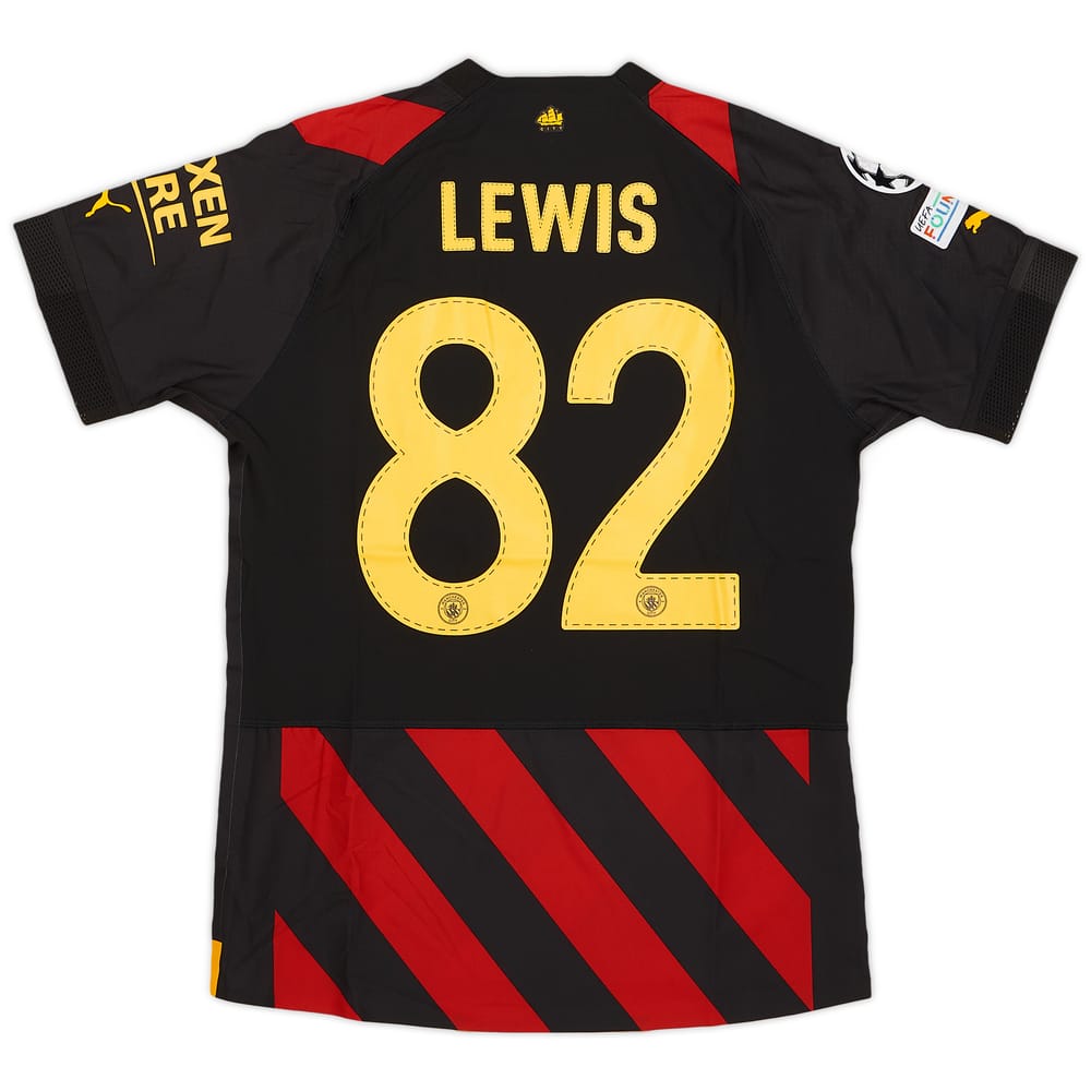 2022-23 Manchester City Match Issue Champions League Away Shirt Lewis #82