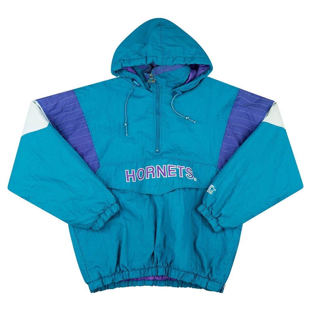 1990s Charlotte Hornets Starter Hooded Rain Coat L