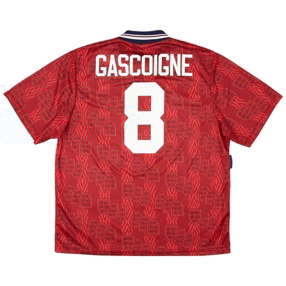 1993-95 England Away Shirt Gascoigne #8 - 9/10 - (XXL)