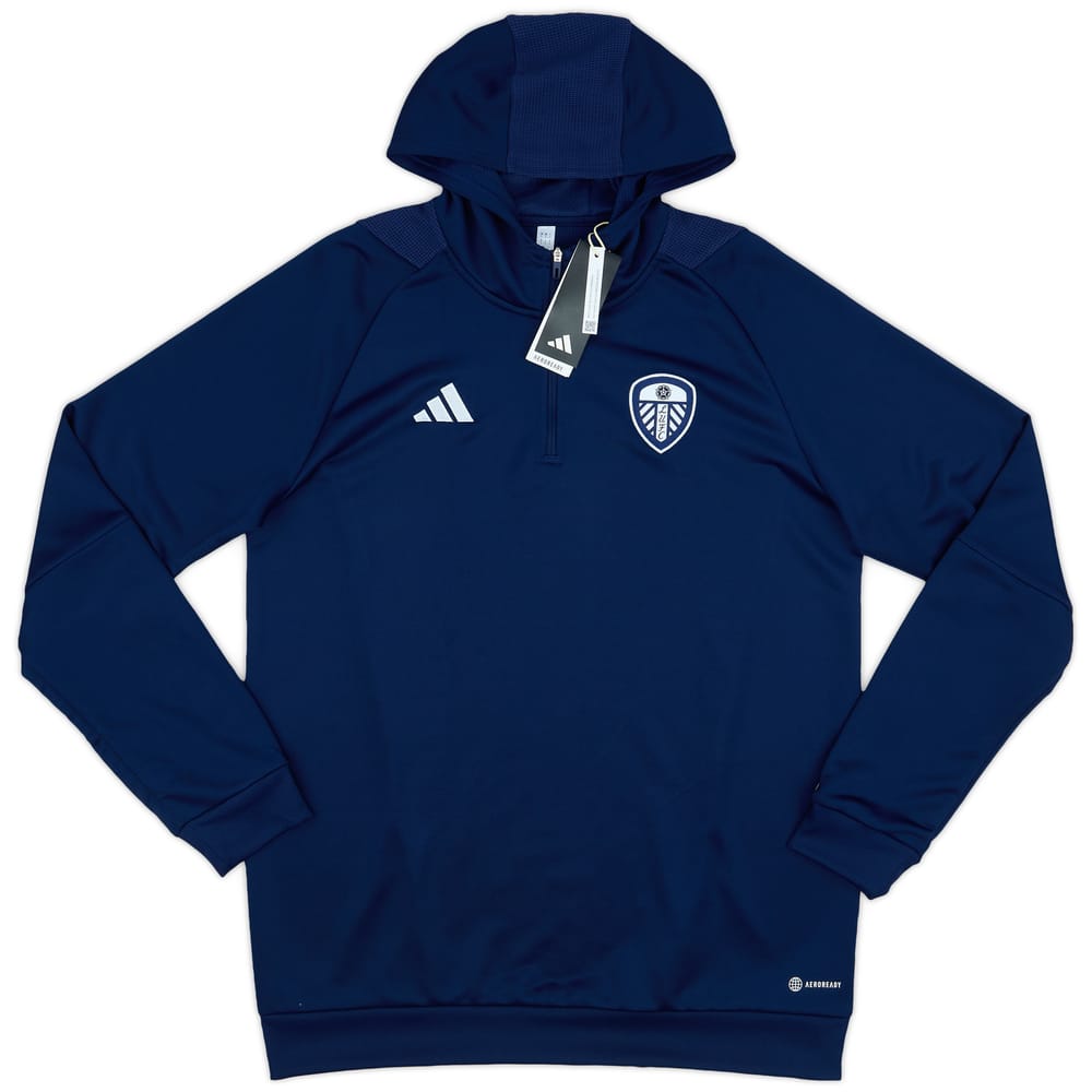 2023-24 Leeds United adidas 1/4 Zip Hooded Top