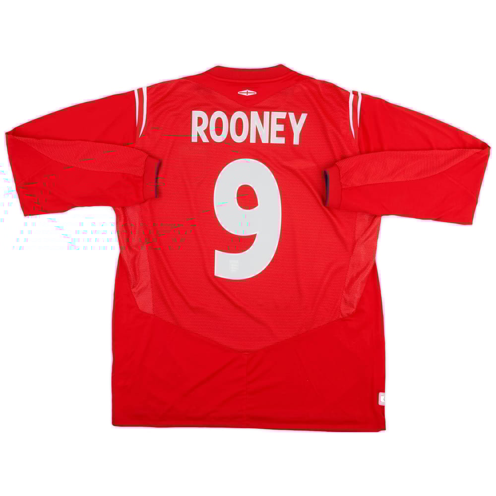 2004-06 England Away L/S Shirt Rooney #9 - 9/10 - (XL)