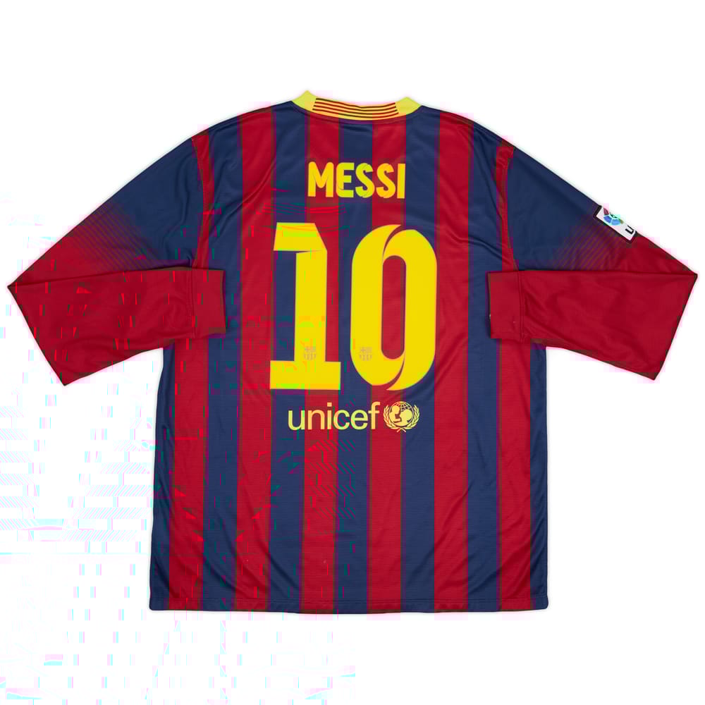 2013-14 Barcelona Home L/S Shirt Messi #10 - 8/10 - (XL)
