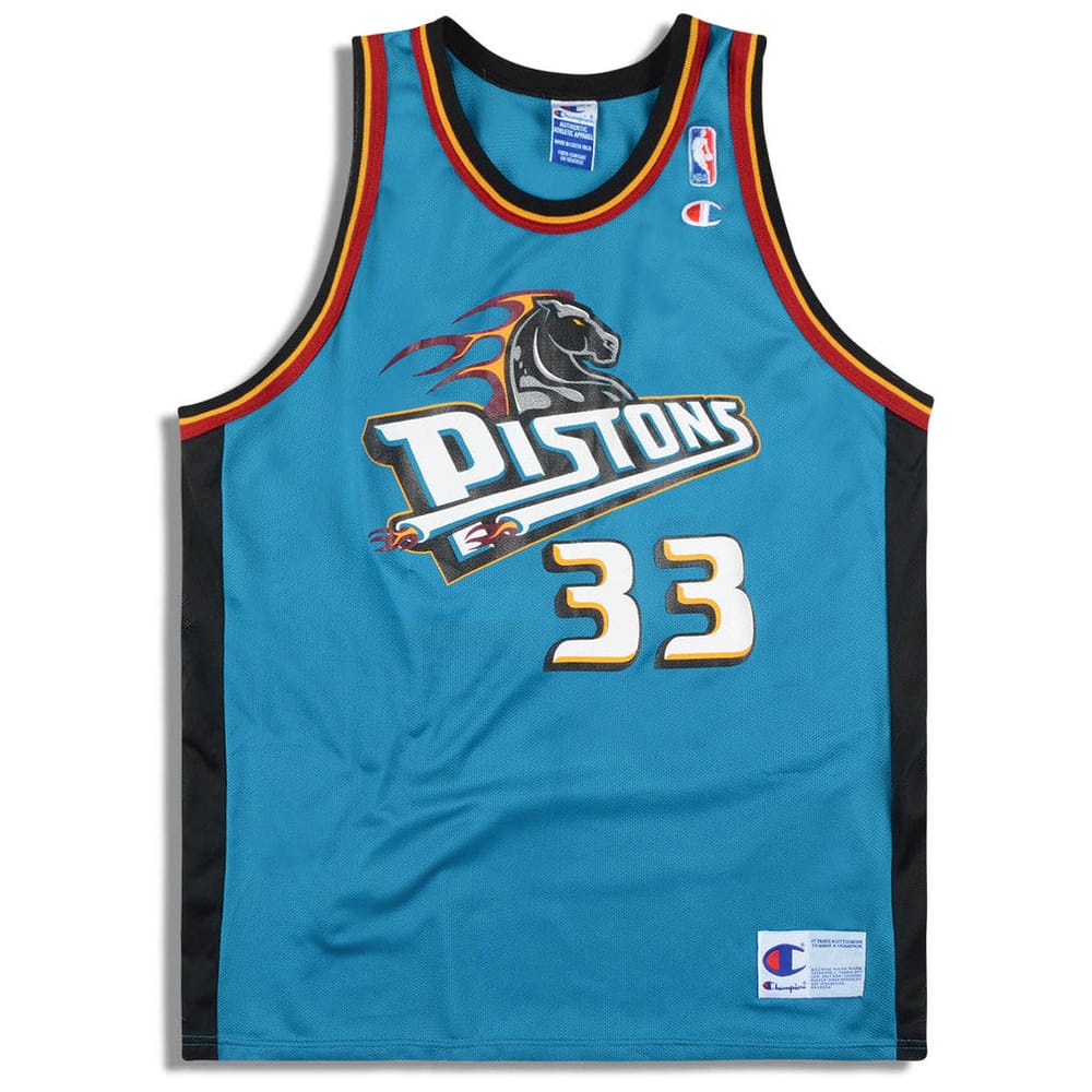1996-00 Detroit Pistons Hill #33 Champion Jersey (Away) M