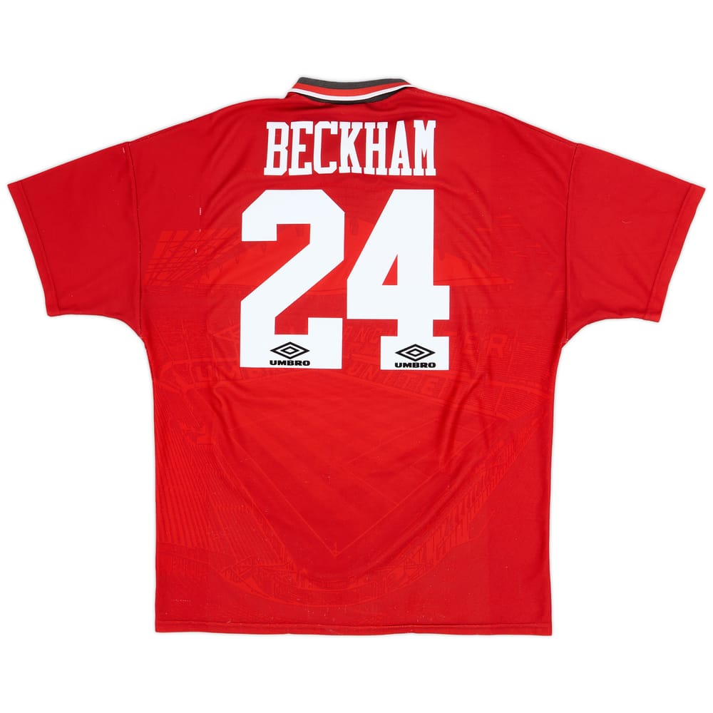 1994-96 Manchester United Home Shirt Beckham #24 - 7/10 - (XL)