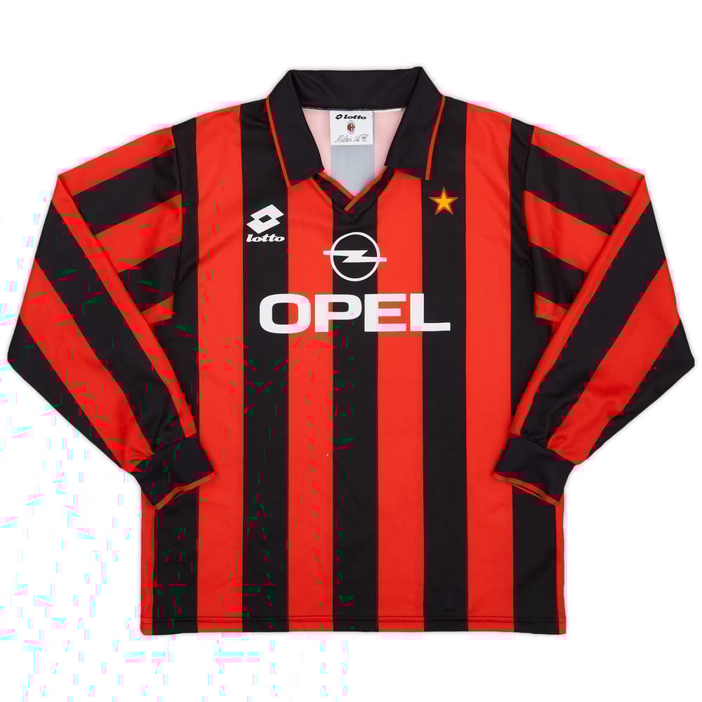 1994-95 AC Milan Home L/S Shirt - 9/10 - (XL.Boys)