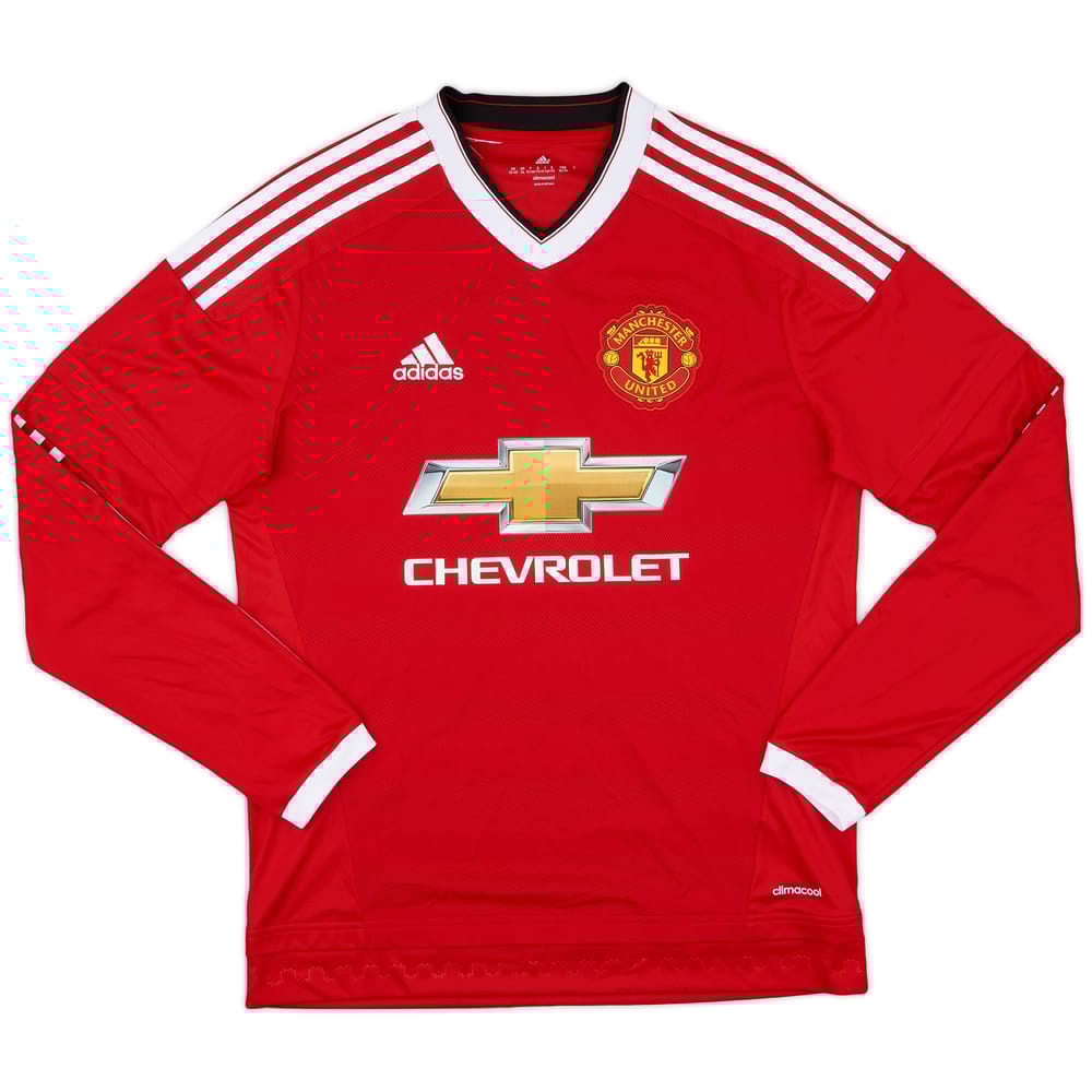 2015-16 Manchester United Home L/S Shirt - 8/10 - (XL.Boys)