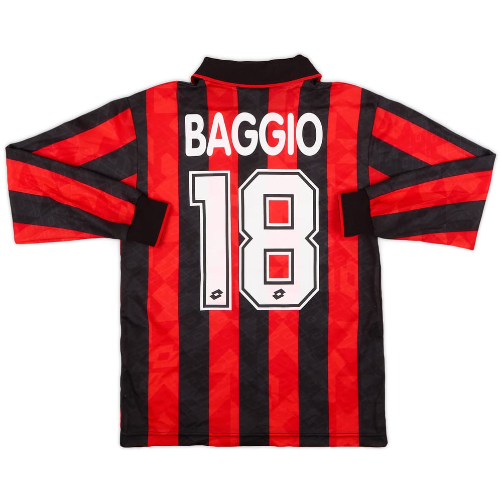 1995-96 AC Milan Home L/S Shirt Baggio #18 - 9/10 - (M)
