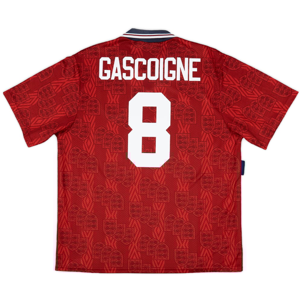 1993-95 England Away Shirt Gascoigne #8 - 9/10 - (XXL)