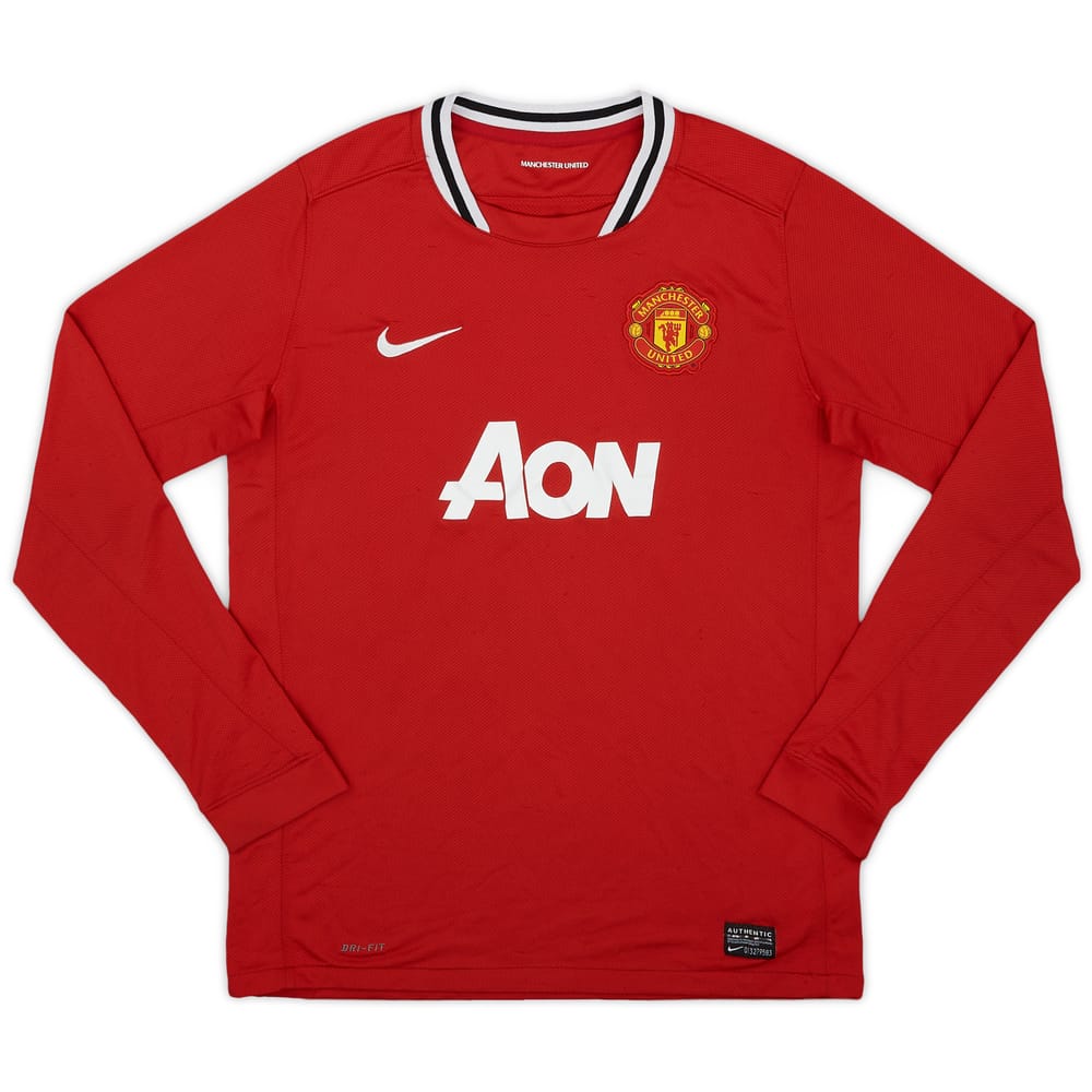 2011-12 Manchester United Home L/S Shirt - 6/10 - (XL.Boys)