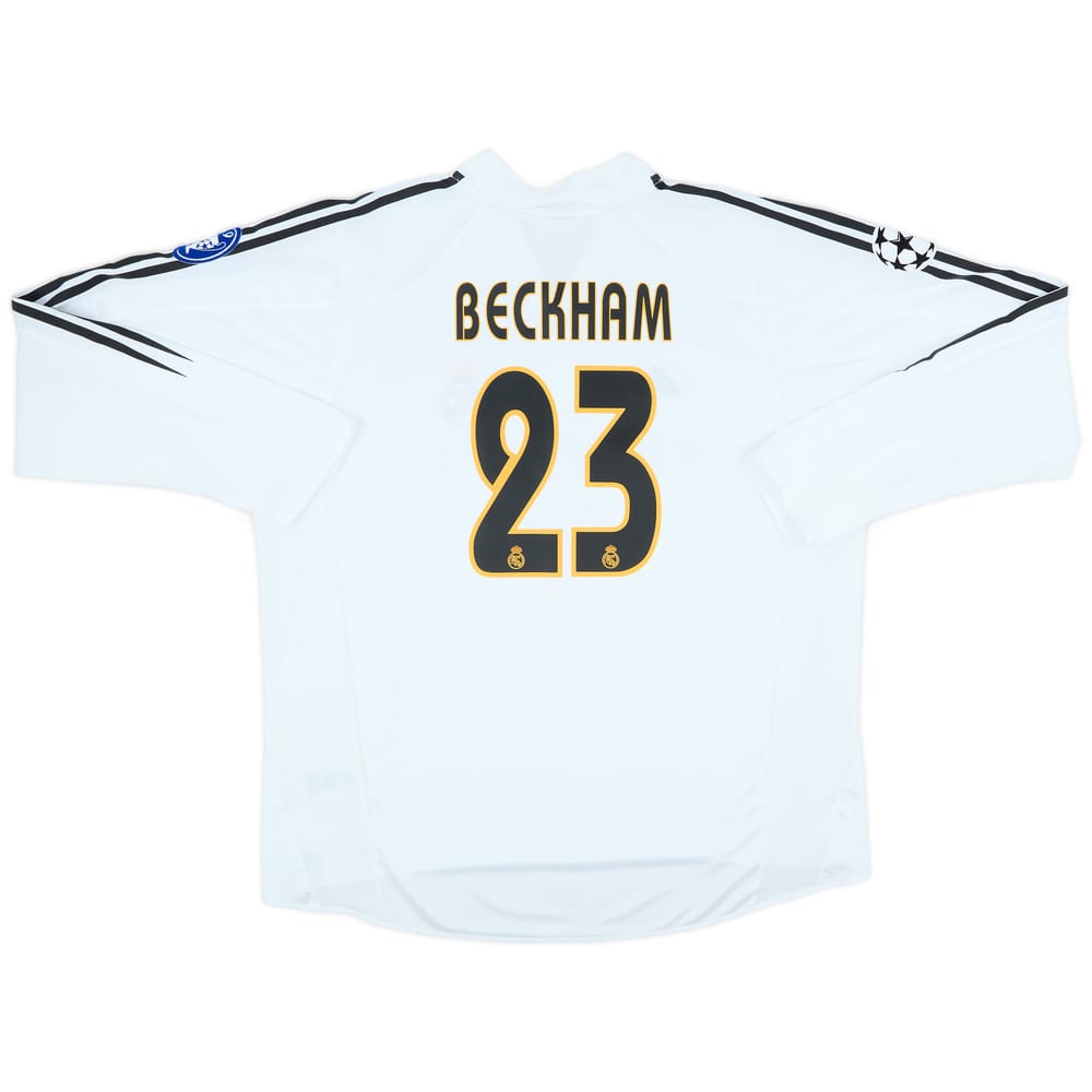 2004-05 Real Madrid Home L/S Shirt Beckham #23 - 9/10 - (XXL)