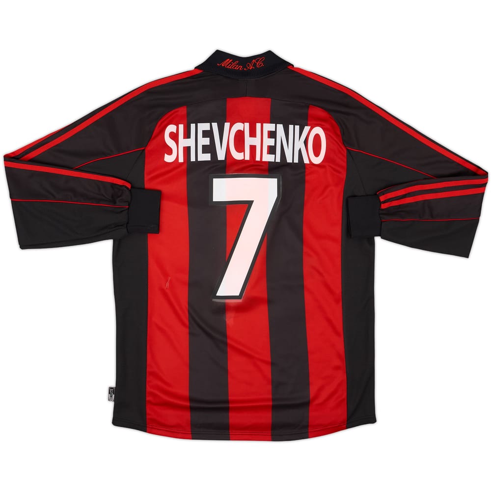 2000-02 AC Milan Home L/S Shirt Shevchenko #7 - 6/10 - (M)