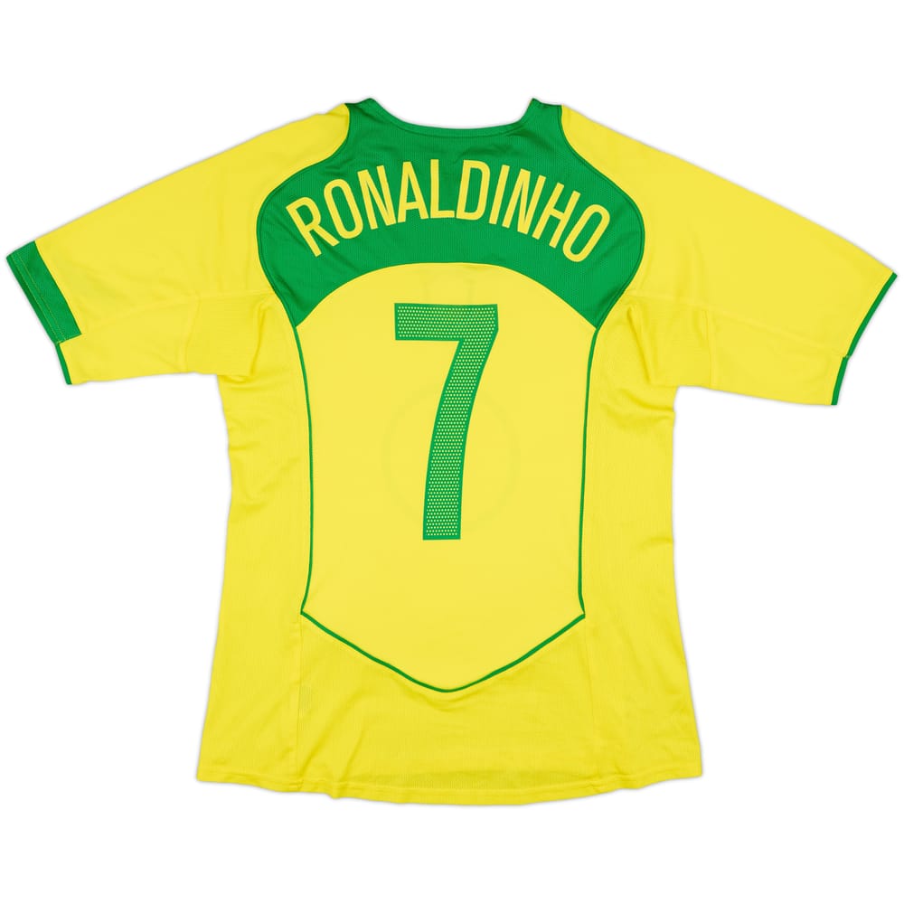 2004-06 Brazil Home Shirt Ronaldinho #7 - 8/10 - (M)