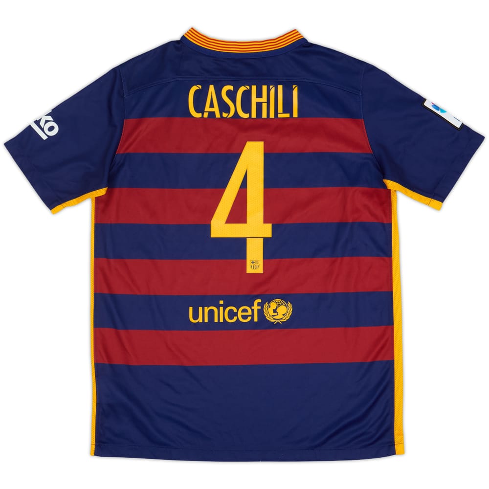 2015-16 Barcelona Home Shirt Caschili #4 - 10/10 - (XL.Boys)